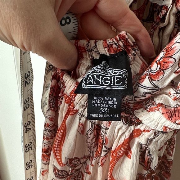 Angie Bohemian Orange and White Sundress with open back - Picture 4 of 4